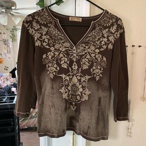 vintage brown top  𖡼.𖤣𖥧